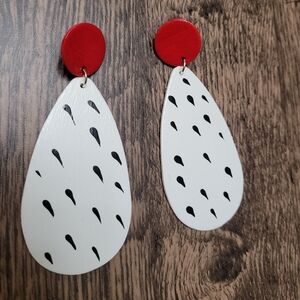 HAND CRAFTED Dragon Fruit Hand-Painted Teardrop Wooden Earrings